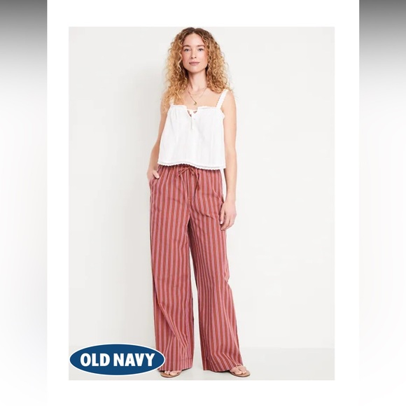 Old Navy Pants - Old Navy Red Striped Wide Leg Pants XXL